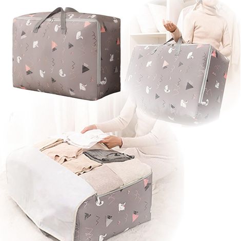 2 grands sacs de rangement, 75 L, sacs de déménagement avec poignées, sacs de transport imperméables pour vêtements, couvertures - 70 x 50 x 30 cm (1/5)