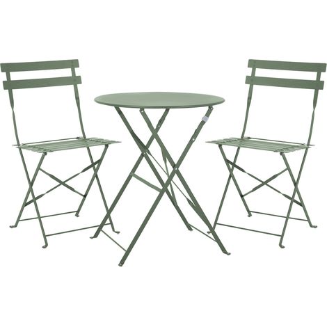 SVITA BERLIN Balkonmöbel Bistroset Stuhl Tisch Garten Bistro Cafe Metall Klappmöbel Mint