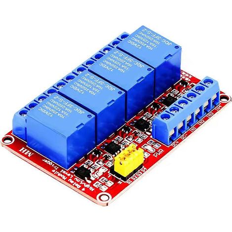 Module relais 4 canaux 5V/12V, carte d'extension avec isolation par optocoupleur, prise en charge des niveaux de déclenchement haut et bas (5V). (1/5)