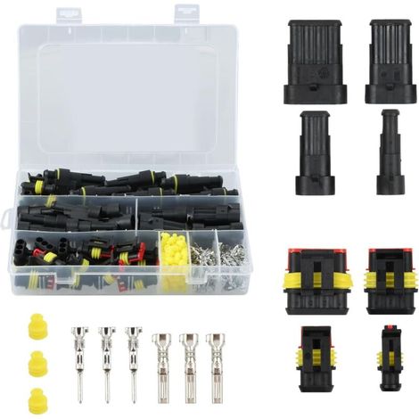 Connecteur Automobile Étanche - 352 Pièces Kit Connecteurs Voiture 1-4 Broches, Résistant à l'Eau pour Moto, Voiture et Bateau