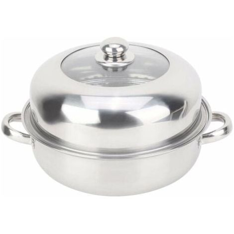 28 cm Cuiseur vapeur en acier inoxydable avec couvercle en verre Pour plaques vitrocéramiques et à induction (1/4)
