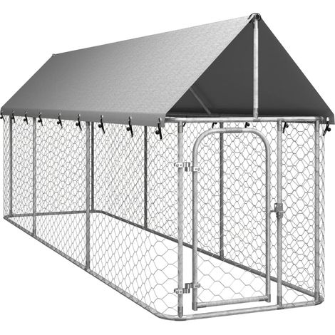 Chenil d'extérieur pour chiens Parc enclos pour animaux - avec toit pour chiens 400x100x150 cm BV117906 - BonneVie (1/5)