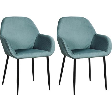 ALESSIA - Lot de 2 Fauteuils Velours Côtelé Bleu Canard (1/5)