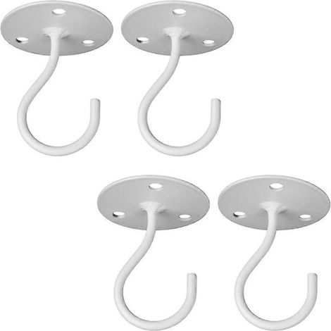 Crochets de plafond pour plantes suspendues, supports muraux métalliques robustes pour jardinières, chevilles pour cloisons sèches professionnelles incluses (lot de 4). (1/5)