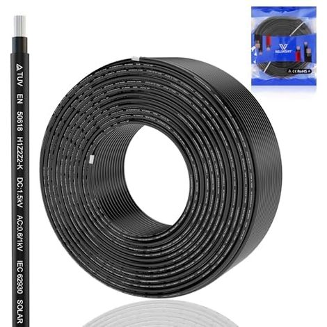 Lot de câbles solaires de 10 m - Rallonge résistante aux intempéries avec connecteur de câble en cuivre étamé contre la rouille et l'oxydation - Câble Mc4 11 AWG (4 mm²) - 1500 V pré-serti (1/5)