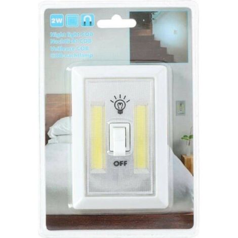 TRADE SHOP - Luce Notturna Da Notte 2xcob 2w A Batterie Sicurezza Bambini Con Interruttore -
