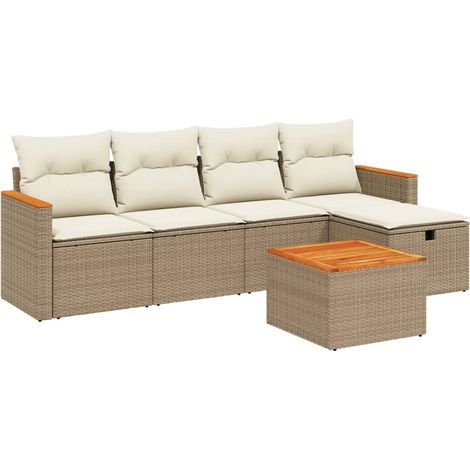 Set Divano da Giardino 6 pz con Cuscini Beige in Polyrattan vidaXL (1/4)