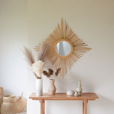 Miroir en tiges rotin 80 Isidore naturel (1/4)