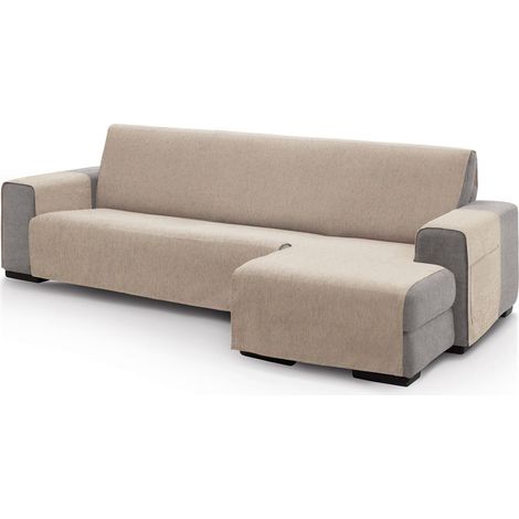 Housse de canapé d'angle Droit 280 cm Vue de Face Beige Chenille Toucher Extra Doux fabriquée en Espagne avec matériau recyclé (1/5)
