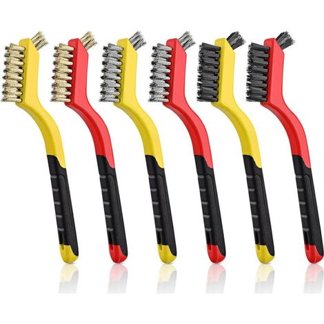 6 Pièces Brosses Métalliques avec Manche Incurvé Brosse de Maçonnerie Mini Brosse de Nettoyage en Fil de Fer à Poils (1/5)