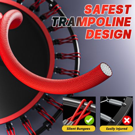 Trampoline de fitness pliable 101 cm en acier noir, poignée réglable, gain de place FloraGrace (1/5)
