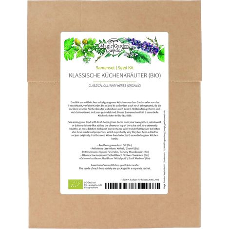 Herbes Culinaires Classiques (BIO) - kit de graines avec 5 variétés d'herbes essentielles (1/5)