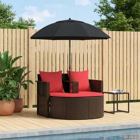 vidaXL Divano da giardino Marrone e Rosso 168 x 168 x 180 cm