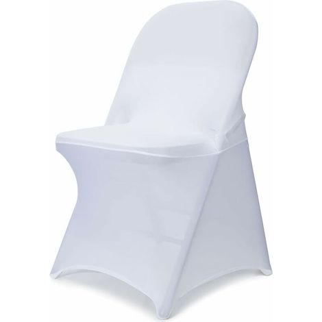 Spandex Folding Chair Covers - 10 Universal Improved Stretch Washable Fitted Chair Covers for Wedding, Holiday, Banquet, Party, Celebration (White) (1/5)