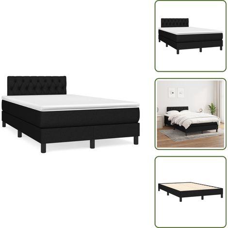 The Living Store Giroletto a Molle con Materasso Nero 120x190 cm in Tessuto - Materasso a molle
