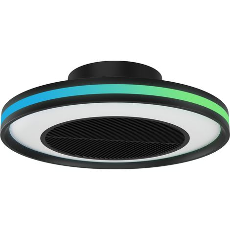 Ventilateur de plafond noir avec lumière LED intégrée (1/5)