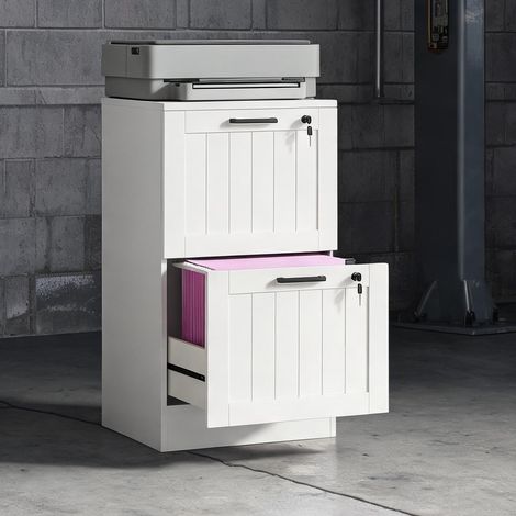 Meuble de rangement de bureau blanc en MDF 40 x 40 x 71 cm (1/5)