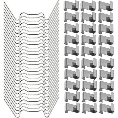 100 Pcs Stainless Steel Greenhouse Glass Window Fixing Clips with 50 Pcs Greenhouse Glazing W Wire Clips and 50 Pcs Greenhouse Glazing Z Overlap Clips (1/4)