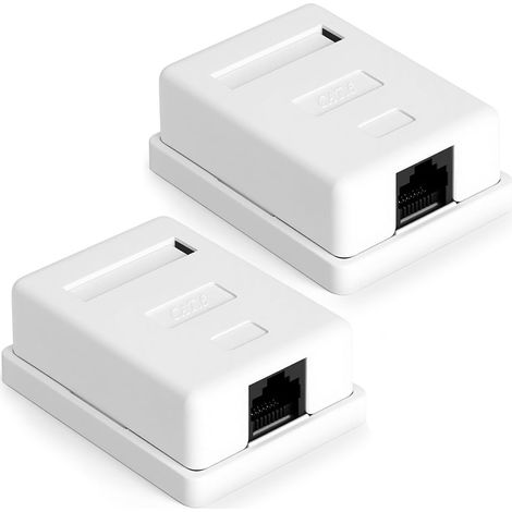 2x CAT 6A Network Socket, 1x RJ45 Shielded Port Wall Mount Ethernet 10Gbps 500MHz Network Ethernet LAN, Patch Cable Installation Cable Compatible T568A/B-White (1/5)