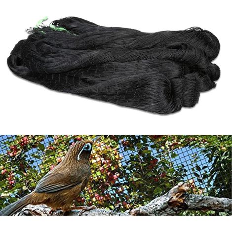 Filet à oiseaux à mailles carrées de 2,5 cm (5 x 10 m) Noir, robuste et durable, convient aux volières, jardins, plantes, étangs, fruits et légumes. (1/5)