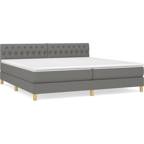 Maison Exclusive - Giroletto a Molle con Materasso Grigio Scuro 200x200 cm Tessuto