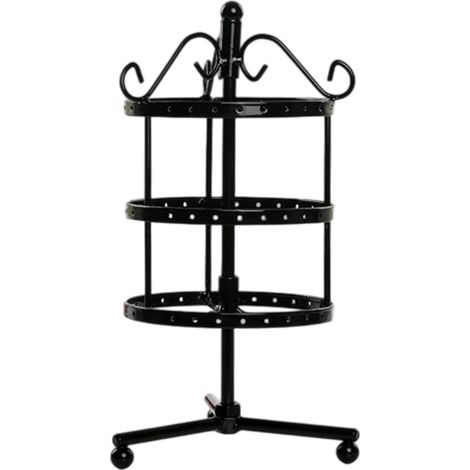 Présentoir bijoux - France - Porte Bijoux 3 Tiers 72 Trous Rotatif - Métal - Noir (1/5)