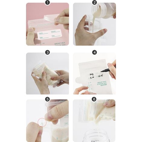 30 sachets de conservation lait maternel, épais et résistants, contenants de stockage 200ml avec bec plat pour allaitement (1/5)