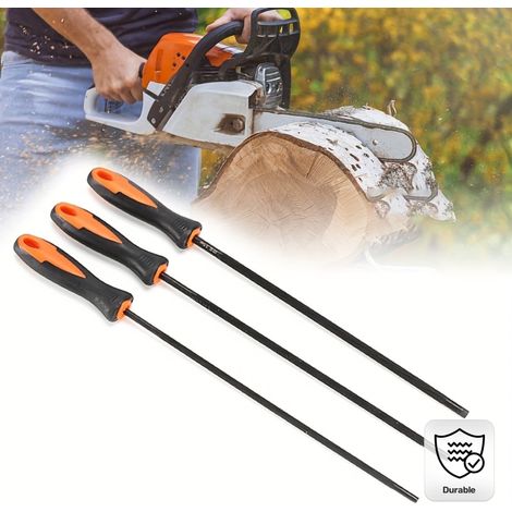 Lime à tronçonneuse 3 pièces avec manche - Diamètre 4,8 mm, pour tronçonneuses électriques, accessoires pour tronçonneuses (1/5)