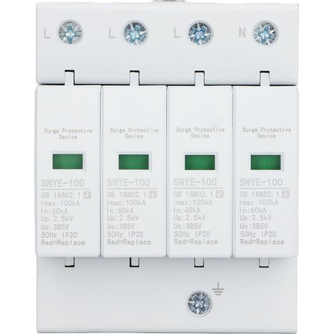 Dispositif de protection contre les surtensions 100 kA pour boîte de distribution 4P 385 V (1/5)