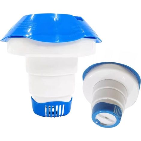 Dispenser galleggiante di cloro: supporto e galleggiante per pastiglie di cloro adatto per piscine, fontane e parchi acquatici (1/5)