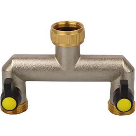 Distributeur d'eau à deux voies, robinet à boisseau sphérique de dérivation de robinet de 3/4 pouce pour robinet, jardin (1/4)
