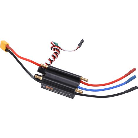 Contrôleur de vitesse électronique sans balais 60A avec connecteur XT60, interrupteur BEC, étanche, pour bateau RC, noir (1/5)