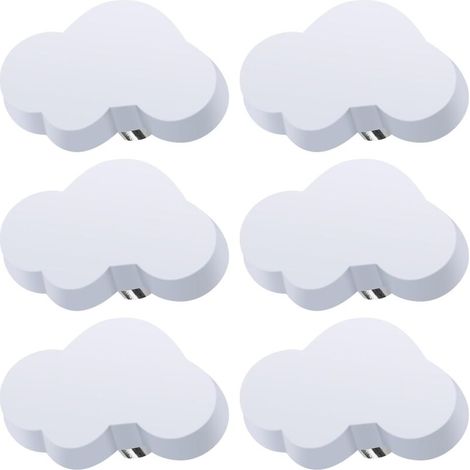 6 Pack Cloud Shape Drawer Knobs, Kids Furniture Knobs, Rubber Knobs for Girls Boys, for Cabinet Handle, Drawers, Nursery (White)