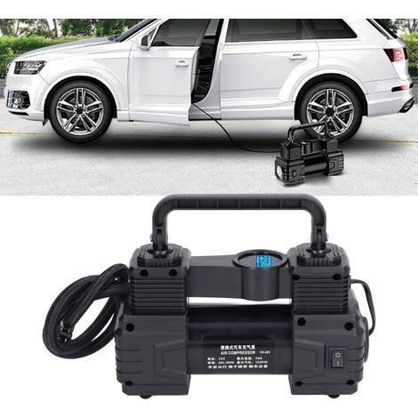 12-V-19-Zylinder-Kfz-Luftkompressor, Hochleistungspumpe, tragbarer 120-PSI-Doppelzylinder-Reifenfüller mit LED-Arbeitsleuchte. Geeignet für Pkw, Lkw, SUVs, Wohnmobile, Ballons usw. (1/5)