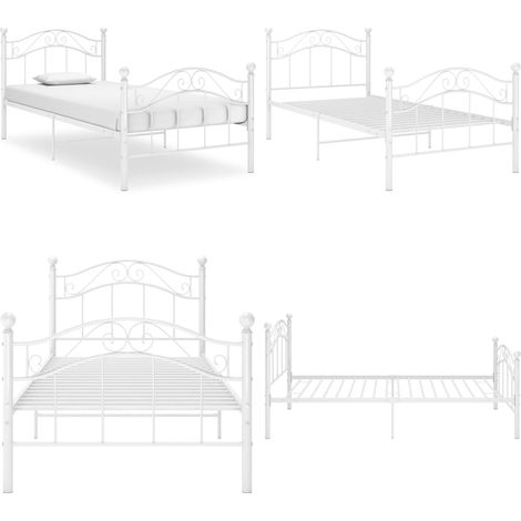 Cadre de lit sans matelas blanc métal 90x200 cm - Cadre De Lit - Lit Simple - Lit Blanc - Lit Metal - Meuble Chambre - Home & Living (1/5)