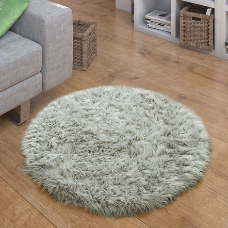 Paco Home Kunstfell Fellteppich Imitat Sitzkissen Herzform Rund Verschiedene Formen, Grau 45 cm Rund