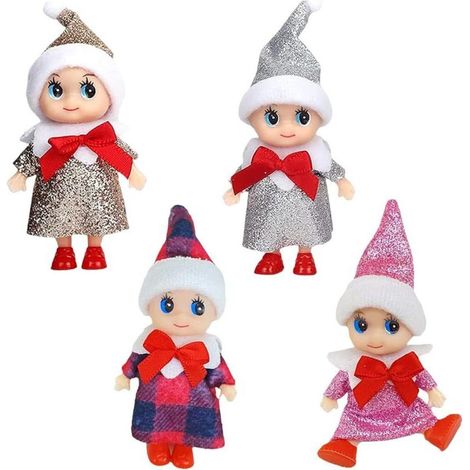 Set of 4 clown elves - Mischievous elves - Cute Christmas elves - Christmas decoration toys for children and adults (1/5)