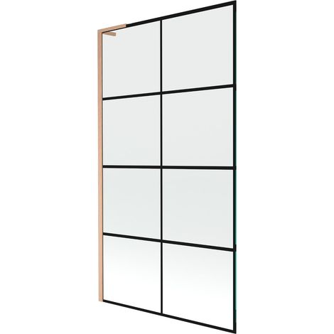 Mexen Next L mampara de baño 1 abatible 100 x 150 cm, rejilla negra, cobre cepillado - 895-100-000-03-77-65 (1/5)