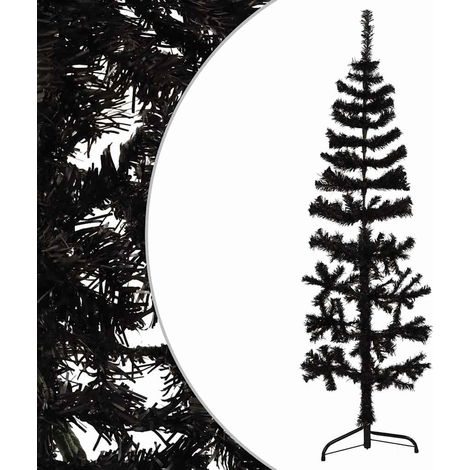 Albero Natale Albero natalizio Albero festivo Artificiale Sottile a Metà e Supporto Nero 120 cm (1/5)