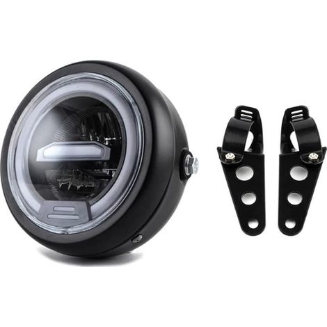 6,5 pouces rond phare LED de moto avec l'assemblage des supports, lumière jaune