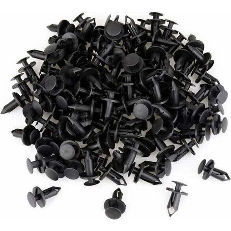 Clips de fixation plastique pour automobile – Lot de 120 pièces noires, diamètre 8 mm, compatibles ailes et carrosserie (1/5)