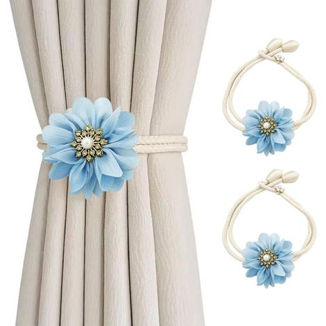 Embrasses de rideaux fleuris, 2 pinces pour rideaux fixes extérieurs, maison ou bureau. (1/5)