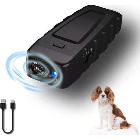 (Noir) Bouchon anti-aboiement, répulsif portable pour chiens, répulsif ultrasonique pour chiens et chats, lampe de poche LED rechargeable/torche LED (1/5)