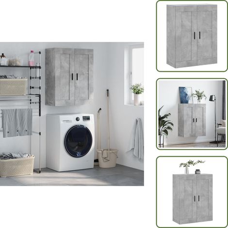 Armoire murale gris béton 69,5x34x90 cm bois d'ingénierie - Armoire Murale - Meuble De Rangement - Armoire Grise - Armoire Suspendu - Buffet Mural (1/5)