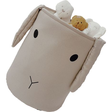 Panier de rangement en tissu pliable et imperméable, motif lapin gris, trois compartiments épais, 35 x 40 cm / 13,8 x 15,7 pouces. Idéal pour la salle de jeux ou la chambre. (1/5)