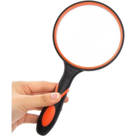 BUNTHAUS 10-fache Handleselupe mit Reinigungstuch – 50-mm-Vergrößerungslinse mit rutschfestem, weichem Griff für ältere Menschen, zum Lesen von Büchern, Zeitungen und zum Erkunden der natürlichen Hobb (1/5)