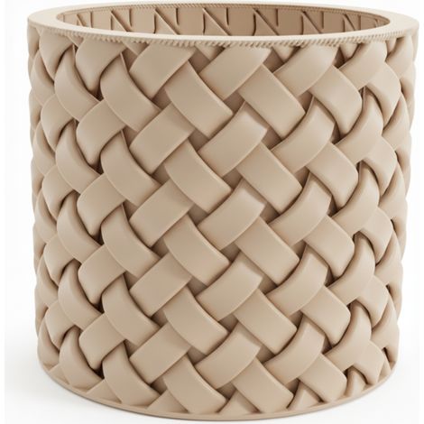 Vaso decorativo beige con effetto vimini.