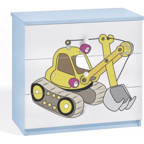 Commode enfant bleu version grue 80cm