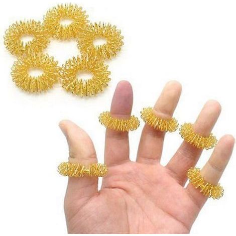 Set of 5 sensory massage rings with textured dots for the fingers, acupressure rings, anti-stress finger massage ring set - AquaForge (1/4)