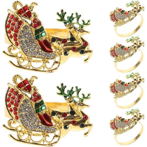 Ronds de serviette de Noël en forme de renne pour la table, lot de 12. (1/5)